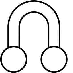 A geometric U-magnet icon with circular poles illustrating the scientific capture of airborne pollutants