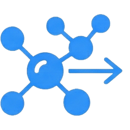 A molecular structure icon with motion arrows illustrating Smoggo AirNeutral technology dismantling pollutants at a microscopic level