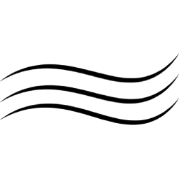 Three tapered S-curve waves visually representing a clean and purified laminar air flow created by SmogGo